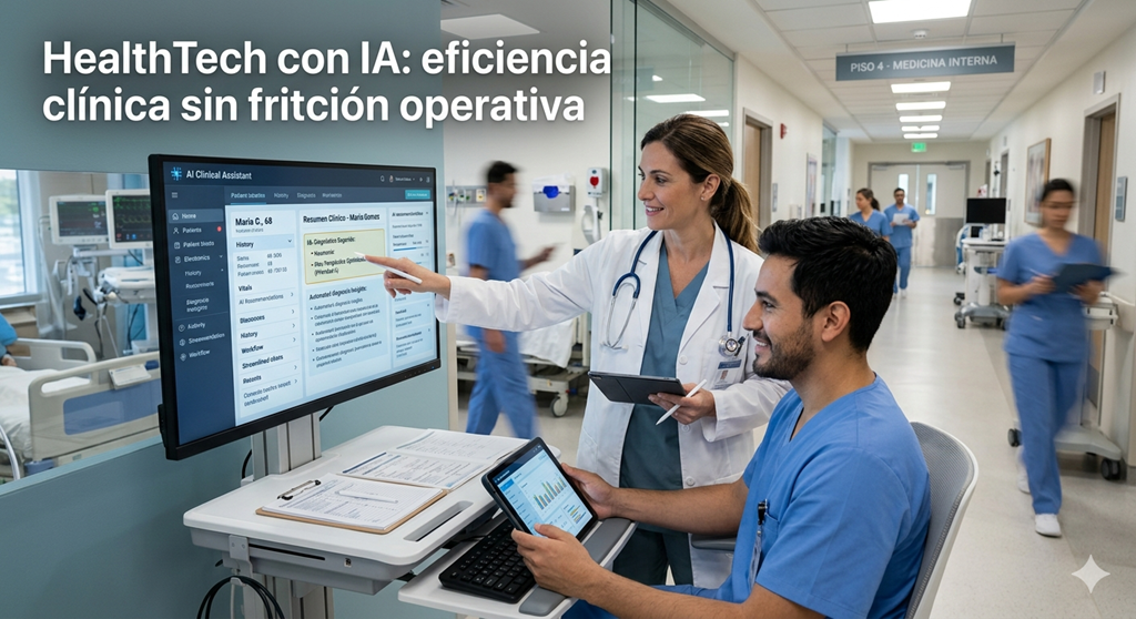 HealthTech con IA: eficiencia clínica sin fricción operativa